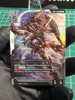GUNDAM TCG CARD GAME JUSTICE GUNDAM GD01-066 LR HOLO FOIL ENGLISH NEWTYPE RISING - Image 4