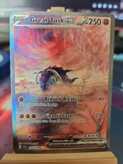 Pokemon TCG Great Tusk EX Scarlet & Violet Base Set Holo Card 246/198 NM - Image 1