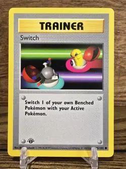Pokemon Card TCG Switch 1st Edition Shadowless 95/102 Common Base Set Trainer LP - Image 1
