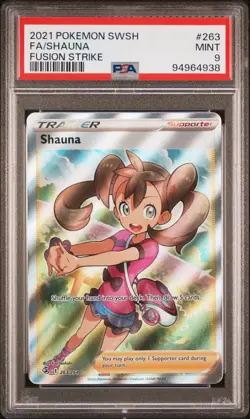 PSA 9 Shauna 263/264 Fusion Strike Full Art Trainer Pokemon Card - Image 1