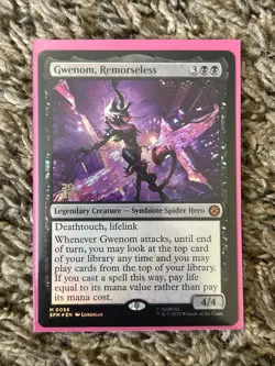 MTG FOIL Gwenom, Remorseless - Marvel's Spider-Man #056 Pre-release Stamped - Image 1