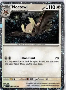 Pokemon TCG Noctowl Cosmos Holo - 127/162 - Temporal Forces Pokemon 2024 127/162 - Image 1