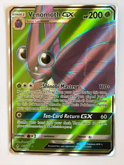 Venomoth GX FULL ART ULTRA RARE 193/214 Pokemon SM Unbroken Bonds NM HOLO 2019 - Image 1