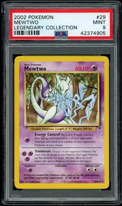 2002 Pokemon Legendary Collection Mewtwo #29 Non Holo Rare Vintage PSA 9 Mint - Image 1