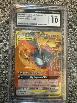 Moltres Zapdos Articuno GX 44/68 Ultra Rare Holo Pokemon CGC 10 - Image 1