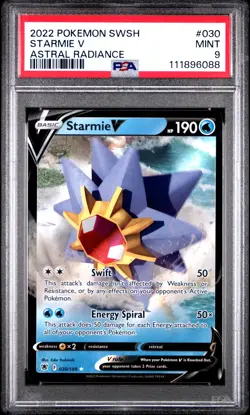 2022 POKEMON SWORD & SHIELD ASTRAL RADIANCE #030 STARMIE V PSA 9 - Image 1