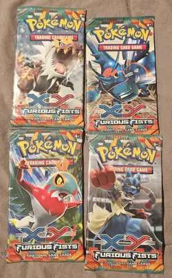 Pokemon XY Furious Fists Booster Pack - ×4 (FACTORY SEALED) Full Art Set 820650118982 - Image 1