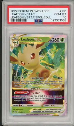 2022 Pokemon SWSH Black Star Promo Leafeon VStar Special Collection #195 PSA 10 - Image 1