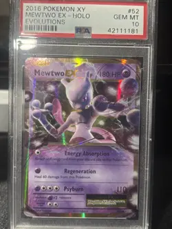 Pokemon TCG Mewtwo-EX Breakthrough Holo Card 158/162 Full Art, PSA 10 - Image 1