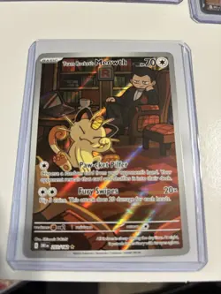 Pokemon TCG Destined Rivals Team Rockets Meowth Card 203/182 Mint Condition - Image 2