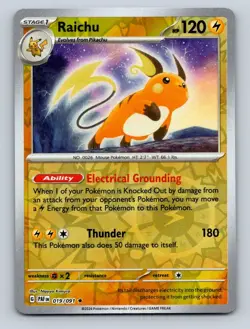 Raichu Reverse Holo NM #019/091 SV: Paldean Fates Pokemon Card - Image 1