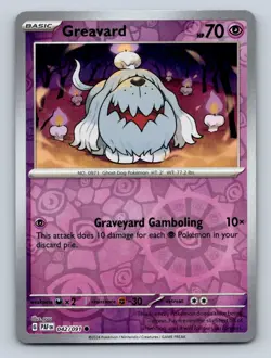 Greavard Reverse Holo NM #042/091 SV: Paldean Fates Pokemon Card - Image 1