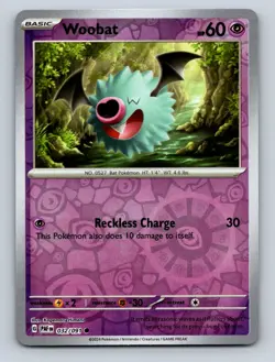 Woobat Reverse Holo NM #032/091 SV: Paldean Fates Pokemon Card - Image 1