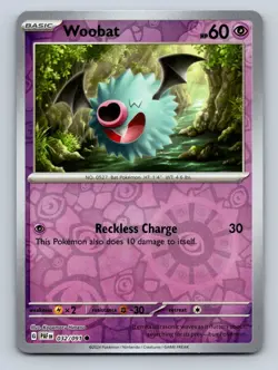 Woobat Reverse Holo NM #032/091 SV: Paldean Fates Pokemon Card - Image 1