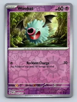 Woobat Reverse Holo NM #032/091 SV: Paldean Fates Pokemon Card - Image 1
