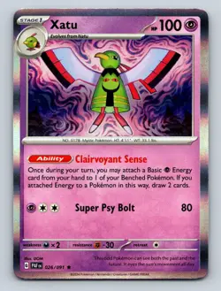 Xatu Holo Rare LP #026/091 SV: Paldean Fates Pokemon Card - Image 1