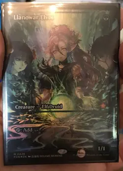 English Llanowar Elves (Showcase) -Foil Near Mint MTG Foundations - Image 1
