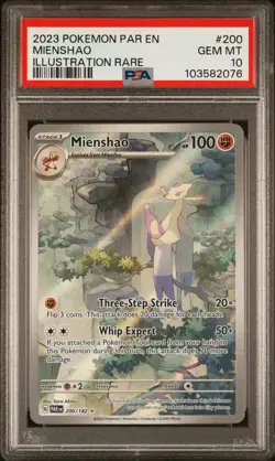 2023 POKEMON PAR EN-PARADOX RIFT ILLUSTRATION RARE #200 MIENSHAO PSA 10 - Image 1