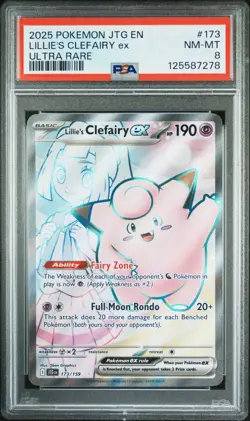 2025 POKEMON JTG EN-JOURNEY TOGETHER ULTRA RARE #173 LILLIE'S CLEFAIRY EX PSA 8 - Image 1