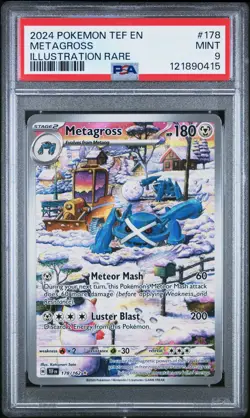 2024 POKEMON TEF EN-TEMPORAL FORCES ILLUSTRATION RARE #178 METAGROSS PSA 9 - Image 1