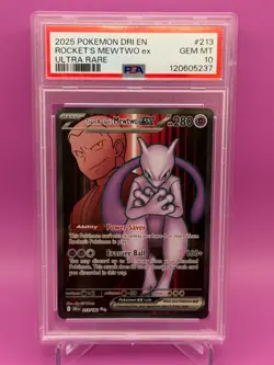 Pokemon TCG Destined Rivals Team Rocket's Mewtwo EX Full Art Card 213/182 PSA 10 - Image 1