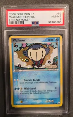 POKEMON CARD WAILMER REVERSE HOLO 69 EX LEGEND MAKER #69 GRADED PSA 8 VINTAGE - Image 1