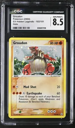 CGC 8.5 Groudon 2004 EX Hidden Legends 102/101 Holo SWIRL Pokemon Card - Image 1