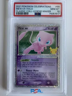 Pokemon 2021 Celebrations 88/92 Mew EX Holo Legend Maker PSA 10 Card GEM MINT - Image 1