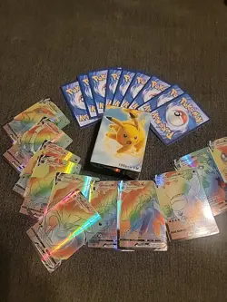Sealed 100 Pokemon Cards VMAX Lot - Rainbow Rare Holo Full Art - Pikachu Box - Image 4