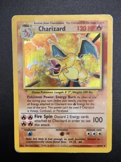Charizard 4/102 Base Set Holo Pokemon Card HP/MP - Image 1