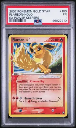 2007 POKEMON EX POWER KEEPERS GOLD STAR #100 FLAREON-HOLO PSA 1 - Image 1