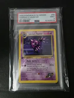 First Edition 2000 Pokemon Gym Heroes 58/132 Sabrina's Haunter PSA MINT 9 - Image 1