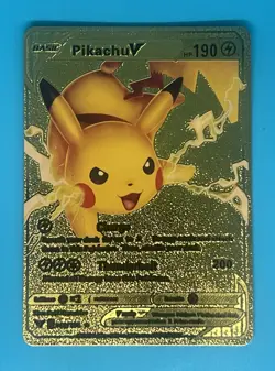 Pokemon Gold Foil Fan Art Card Pikachu V - Image 1