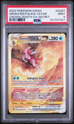 Pokemon Crown Zenith GG67/GG70 Gold Origin Forme Palkia VSTAR PSA 9 Secret - Image 1