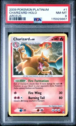 2009 POKEMON PLATINUM ARCEUS #1 CHARIZARD-HOLO PSA 8 - Image 1