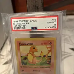 1999 Pokemon TCG Charmander Base Set 46/102 1st Edition PSA 8 Shadowless - Image 3