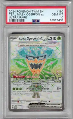 2024 POKEMON 190/167 TEAL MASK OGERPON ex ULTRA RARE TWILIGHT MASQUERADE PSA 10 - Image 1
