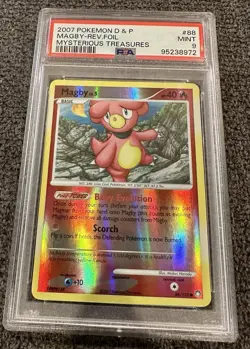 2007 Pokemon Mysterious Treasures Reverse Holo Magby PSA 9 - Image 1