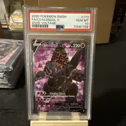 2020 Pokemon SWSH Coalossal V Vivid Voltage Full Art Ultra Rare 173/185 PSA 10 - Image 1