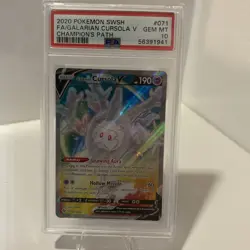 Graded PSA 10 2020 Pokemon SWSH FA/Galarian Cursola V Champion’s Path #071 - Image 1