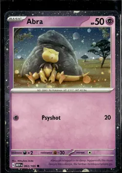 Pokemon Abra 063/165 151 Cosmo Holo Common - Image 1