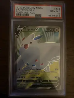 2020 Pokemon SWSH Vivid Voltage Full Art Togekiss v #178 PSA 10 Gem Mint - Image 1