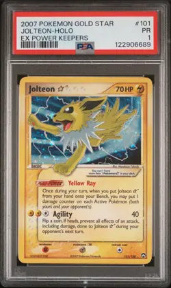 2007 POKEMON EX POWER KEEPERS GOLD STAR #101 JOLTEON-HOLO PSA 1 - Image 1