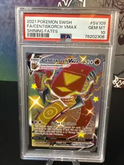 Pokemon 2021 SWSH Shining Fates Full Art CENTISKORCH Vmax #SV109 PSA 10 Gem RARE - Image 1
