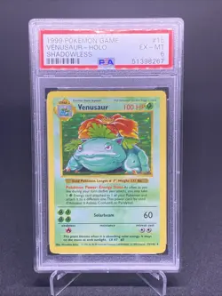 1999 Pokemon Base set Venusaur Shadowless Holo #15 PSA 6 - Image 1