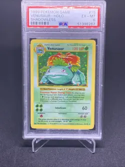 1999 Pokemon Base set Venusaur Shadowless Holo #15 PSA 6 - Image 3