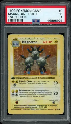 PSA 1 PR Magneton Holo 1st Edition Shadowless Base Set 9/102 Pokemon Card - Image 1