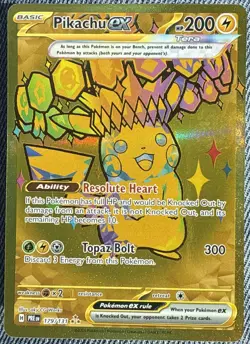 Pokemon TCG Prismatic Evolutions Pikachu EX Gold Hyper Rare Card 179/131 - Image 1