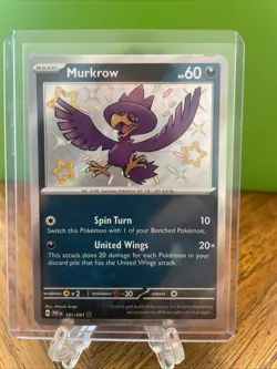 Pokemon TCG Murkrow Scarlet & Violet Paldean Fates Holo Shiny Rare Card 181/091 - Image 1