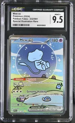 CGC 9.5 Mew ex SIR Paldean Fates 232/091 SV PAF EN Pokemon Card Shining Bubble - Image 1